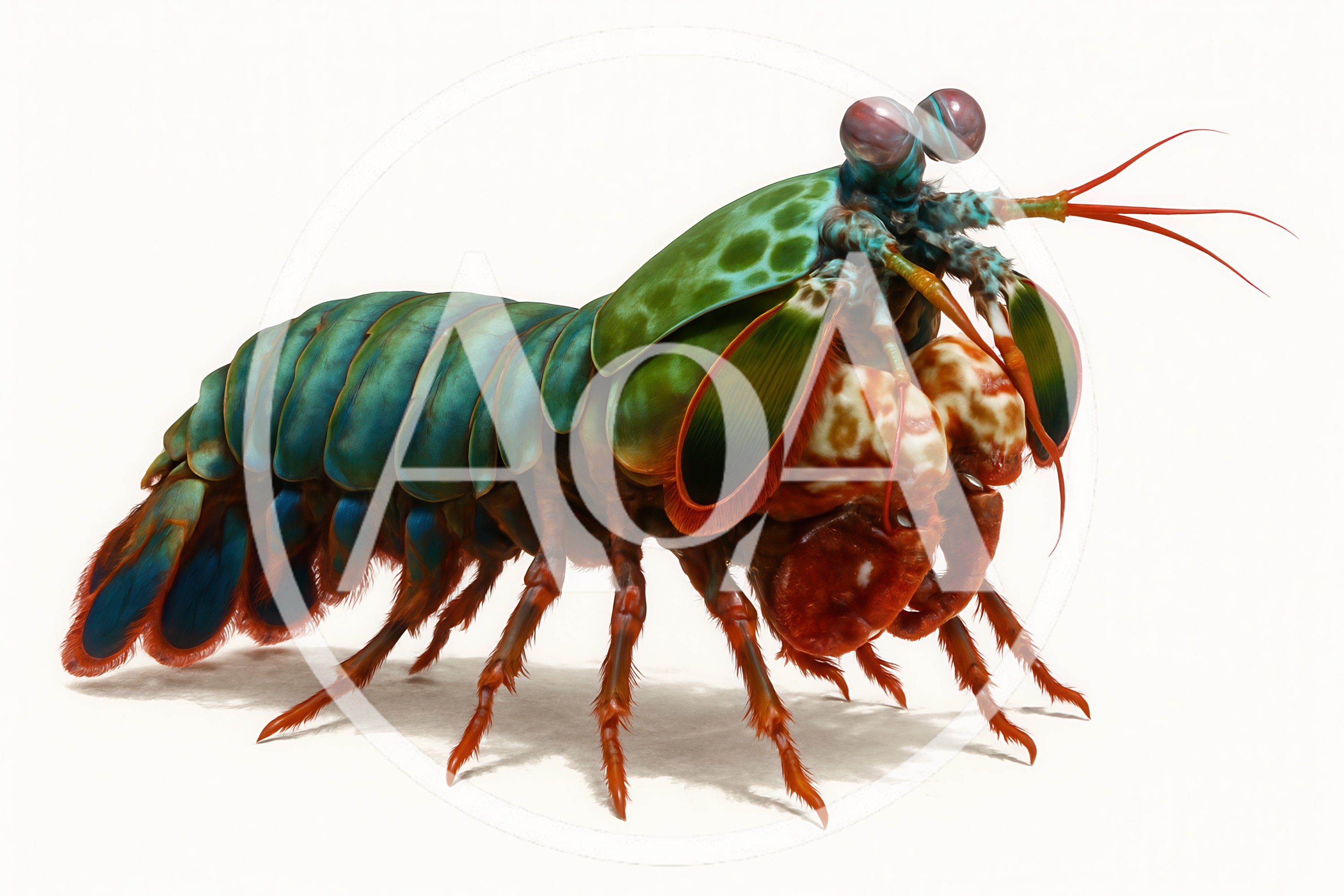 Peacock Mantis Shrimp Isolated On White Background