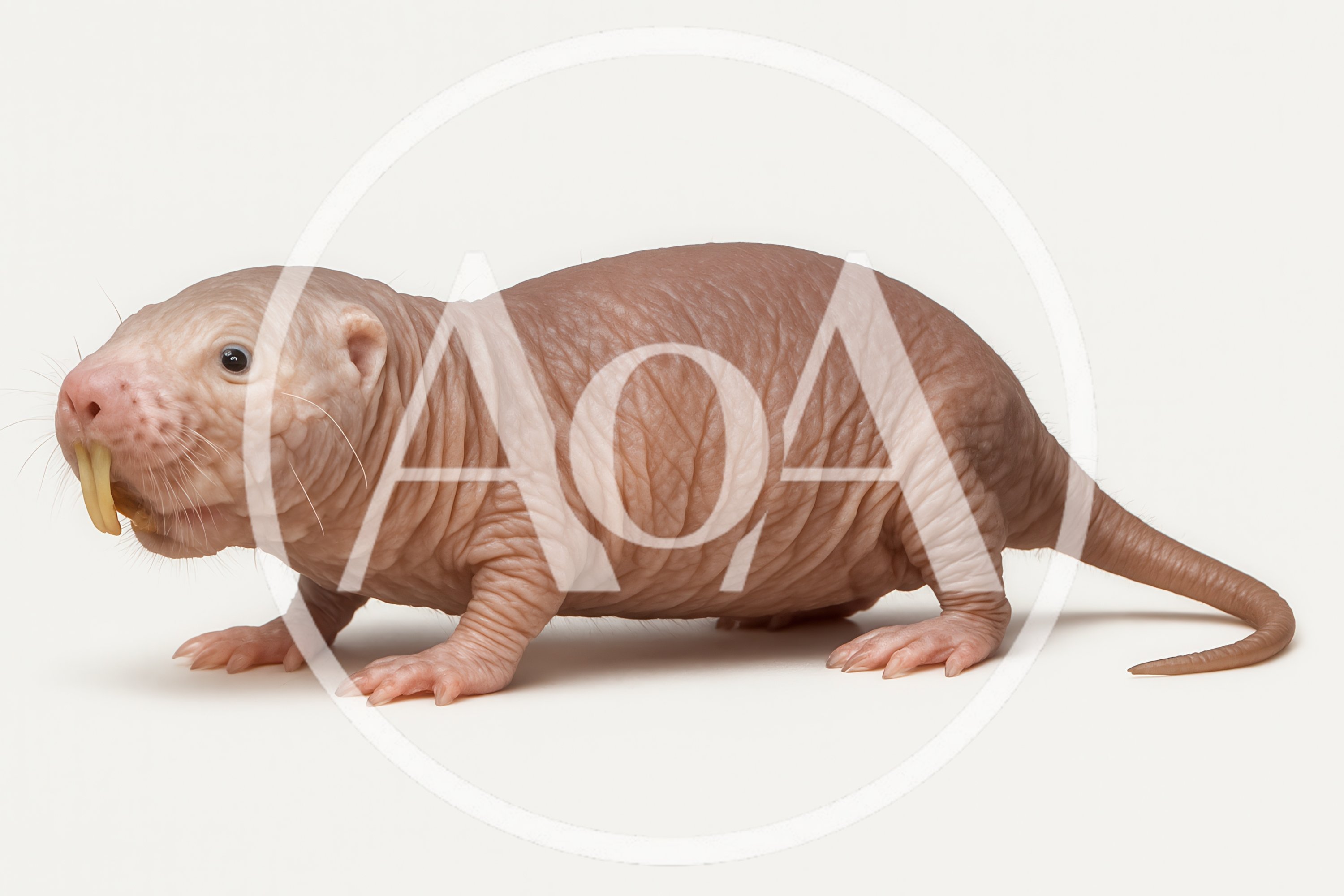 Naked Mole Rat Standing On White Background