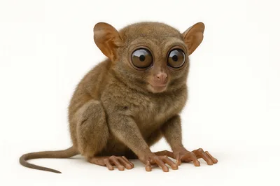 Portrait Of A Tarsier On White Background
