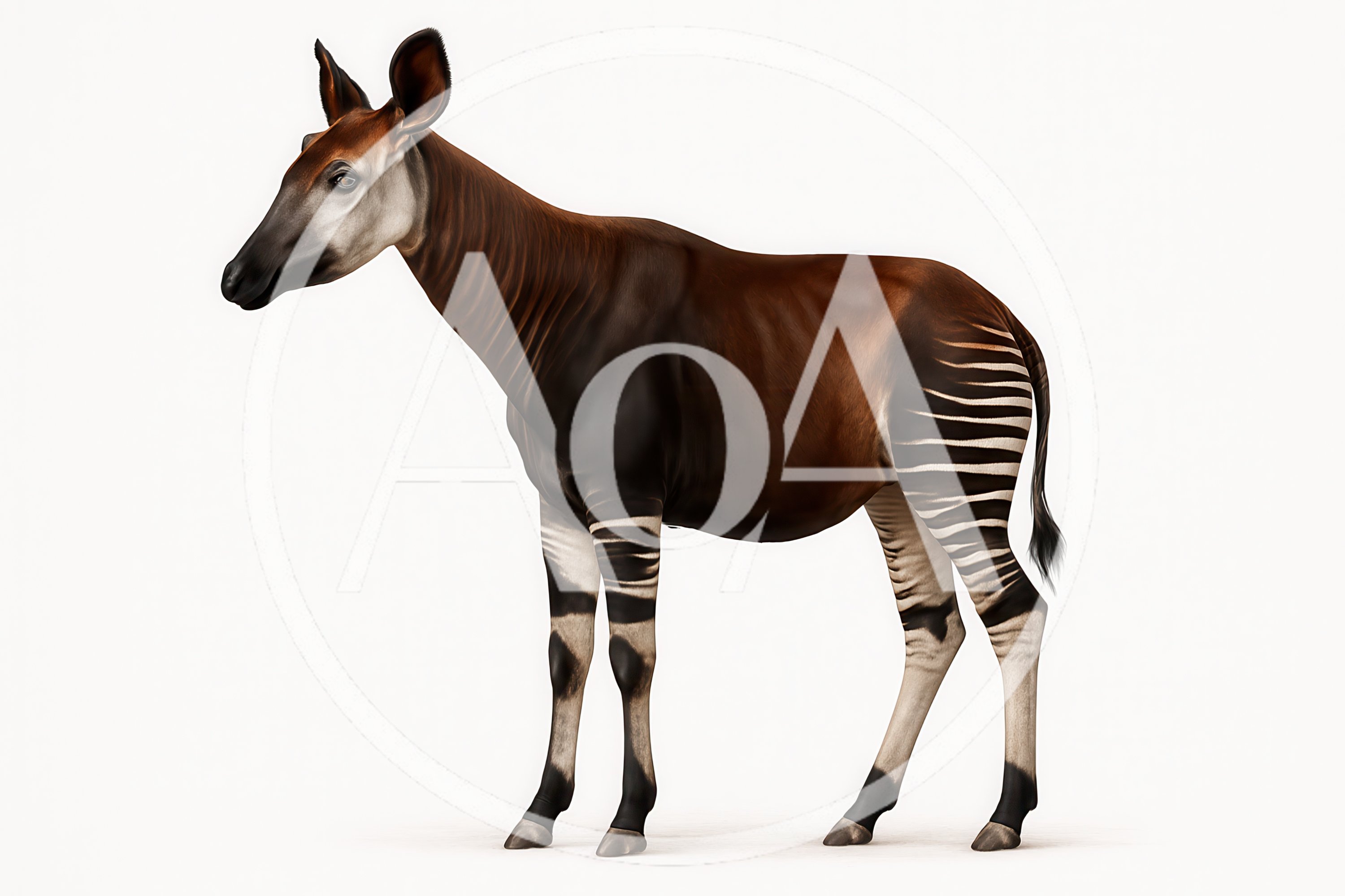 Full Body Portrait Of An Okapi Standing