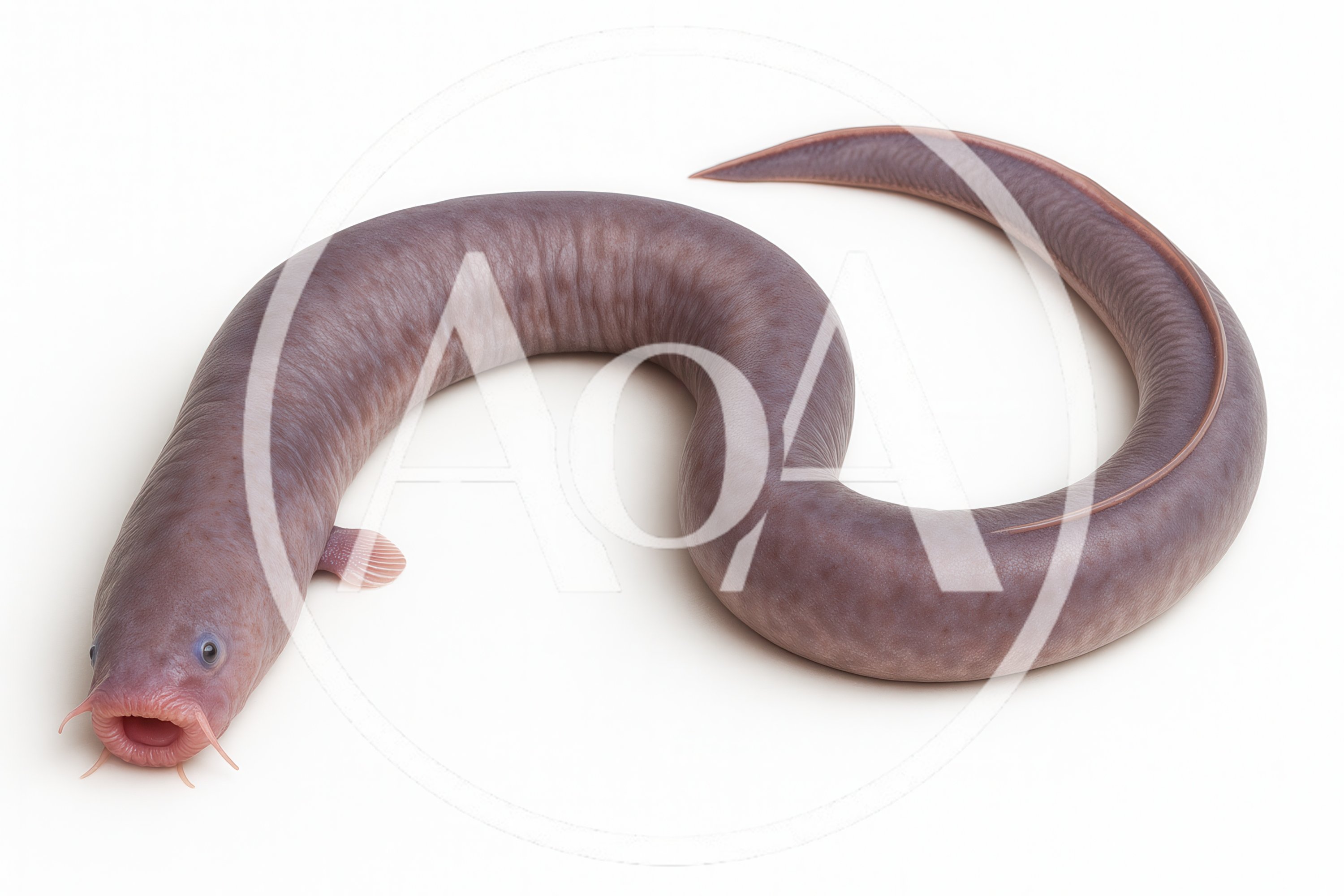 Pink Eel Like Creature Isolated On White Background