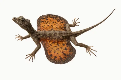 Flying Dragon Lizard Isolated On White Background
