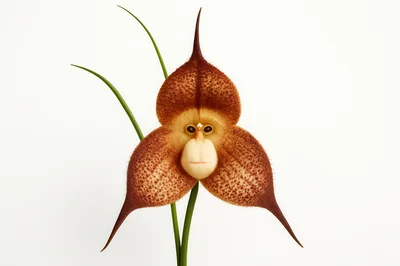 Monkey Face Orchid Flower Isolated On White Background