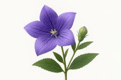 Single Purple Balloon Flower With Bud