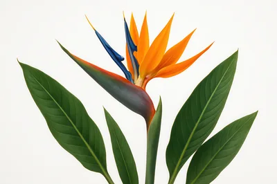 Bird of Paradise Flower on White Background