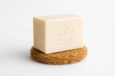 Bar Of Natural Soap On A Loofah Sponge