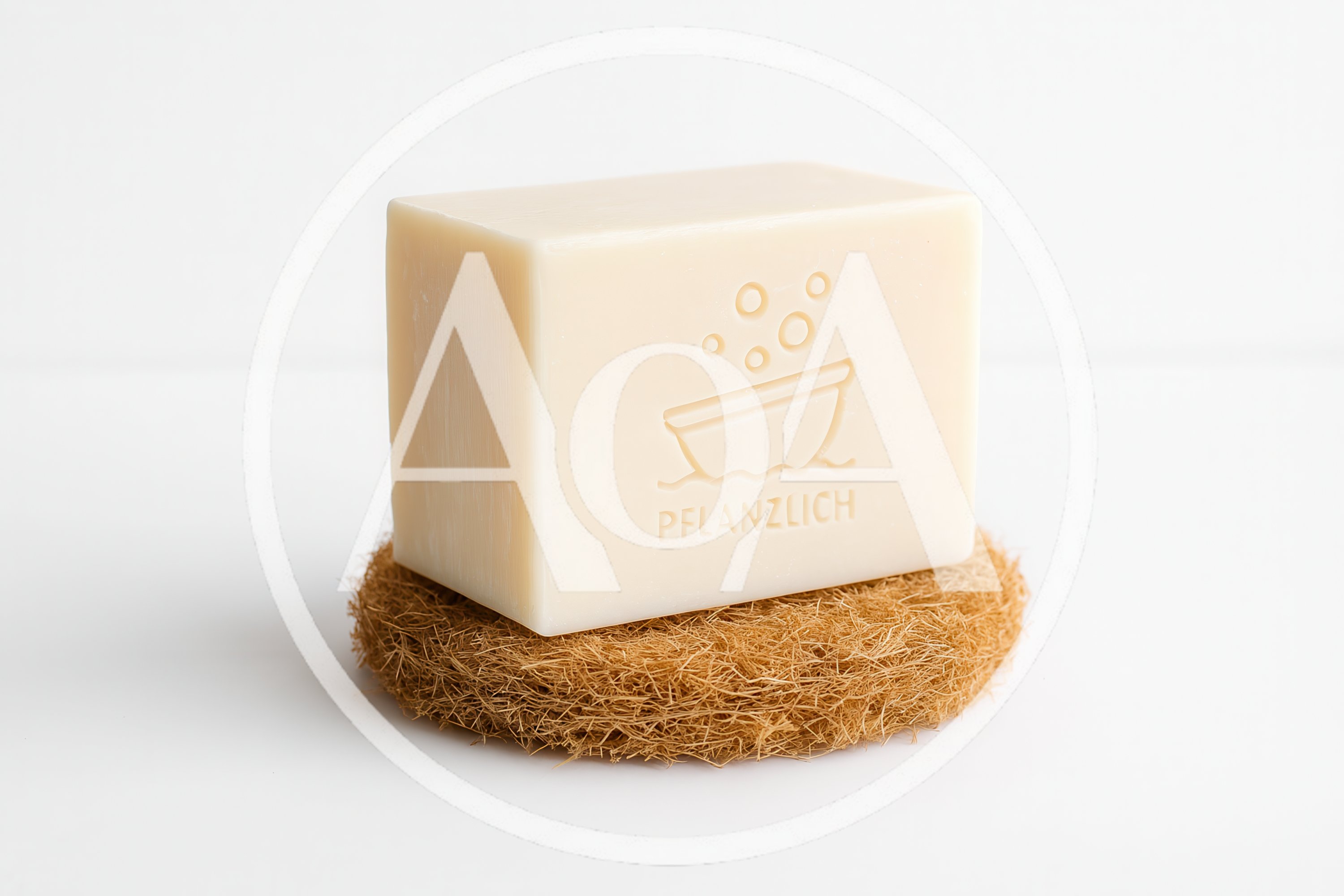 Bar Of Natural Soap On A Loofah Sponge