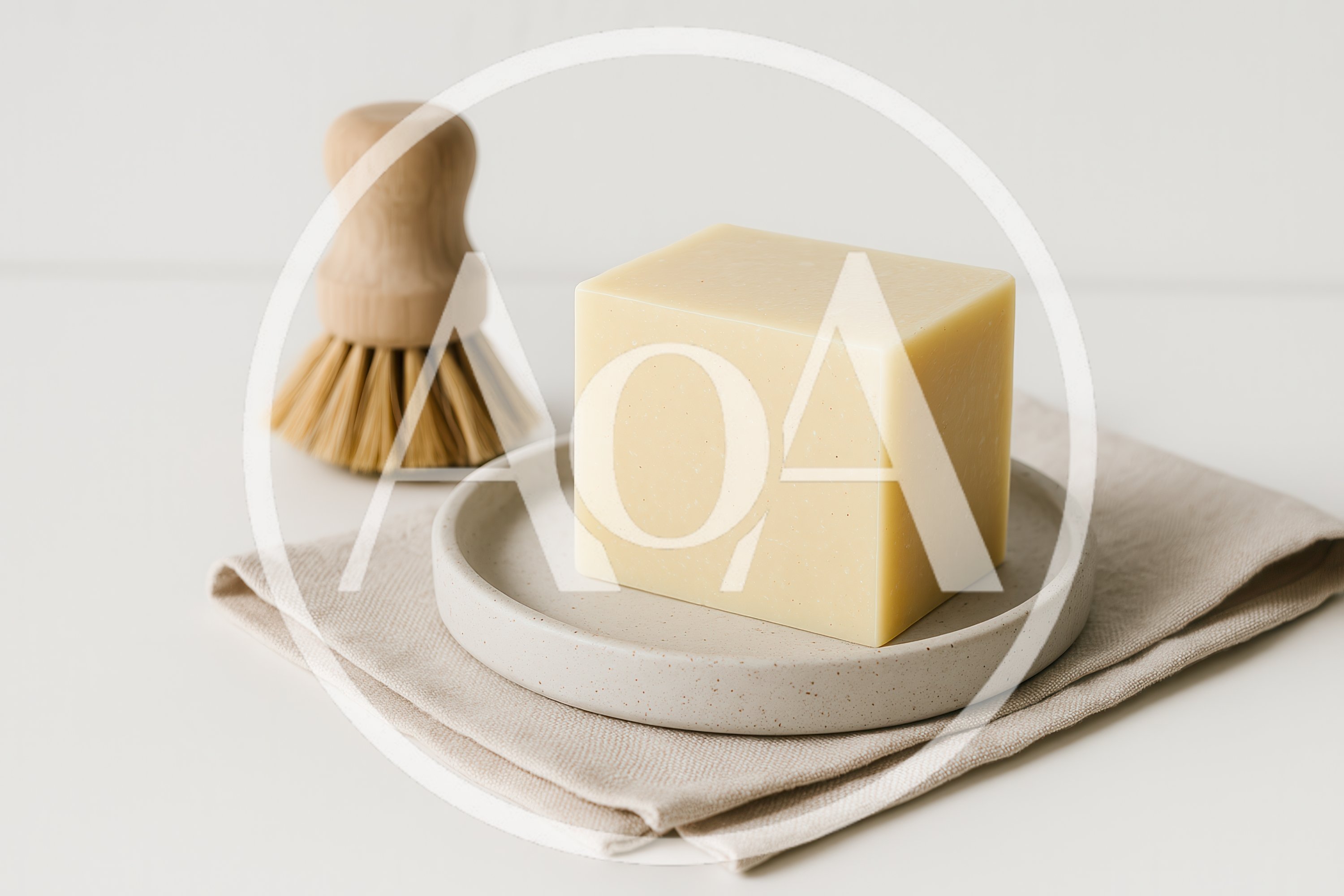 Solid Dish Soap Bar With Wooden Scrub Brush