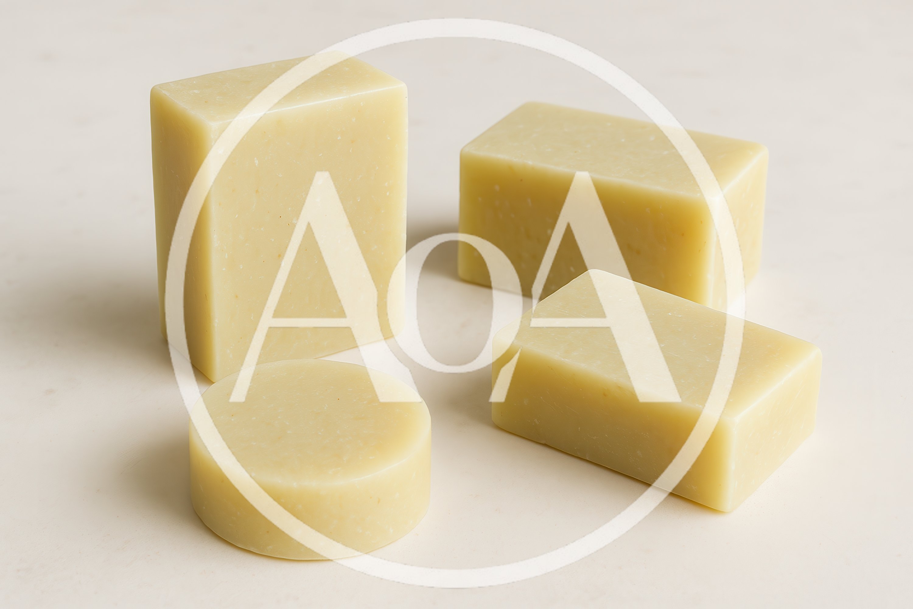Four Bars Of Natural Handmade Soap On White Surface
