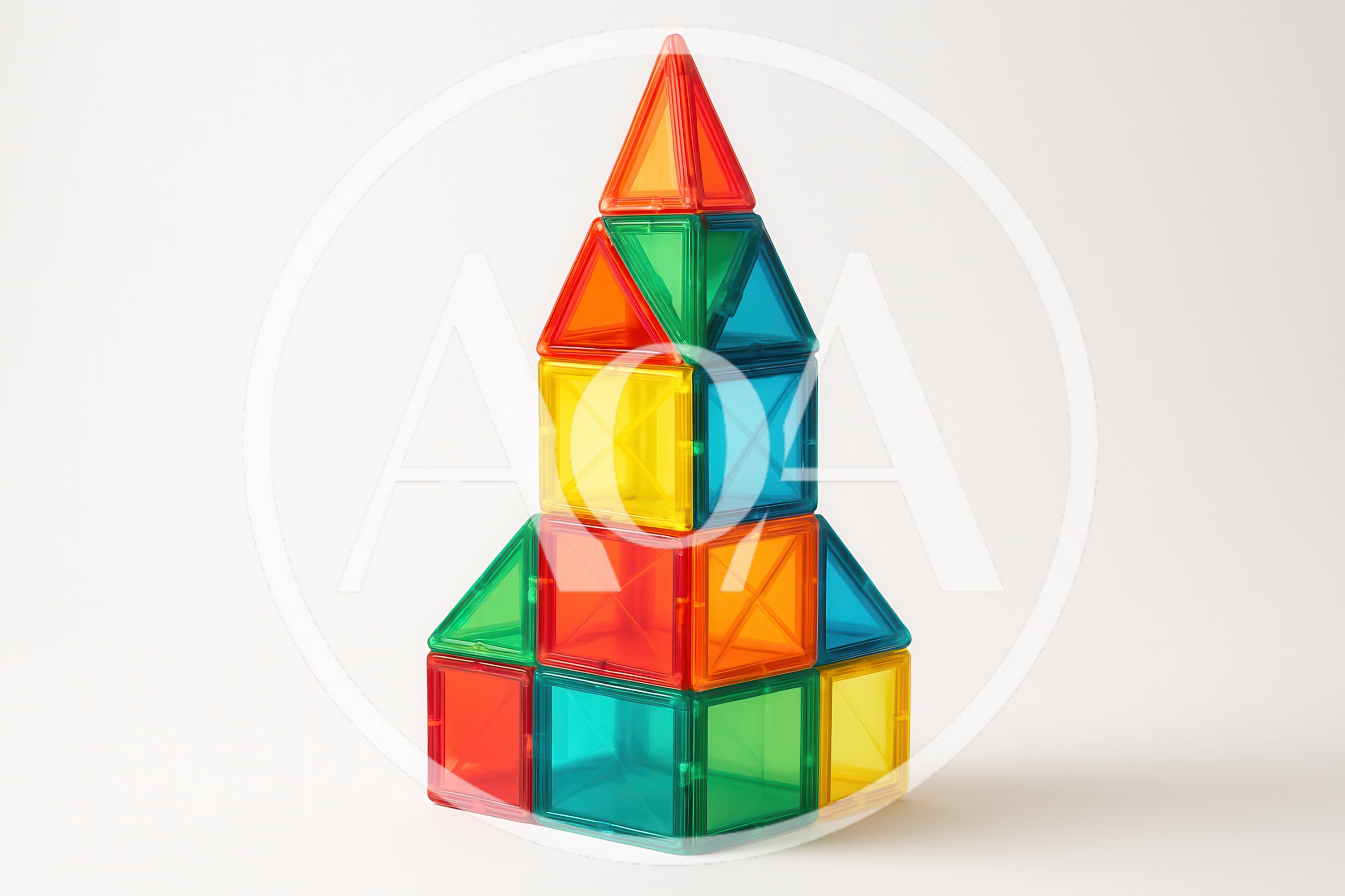 Rocket Ship Built From Colorful Magnetic Building Tiles