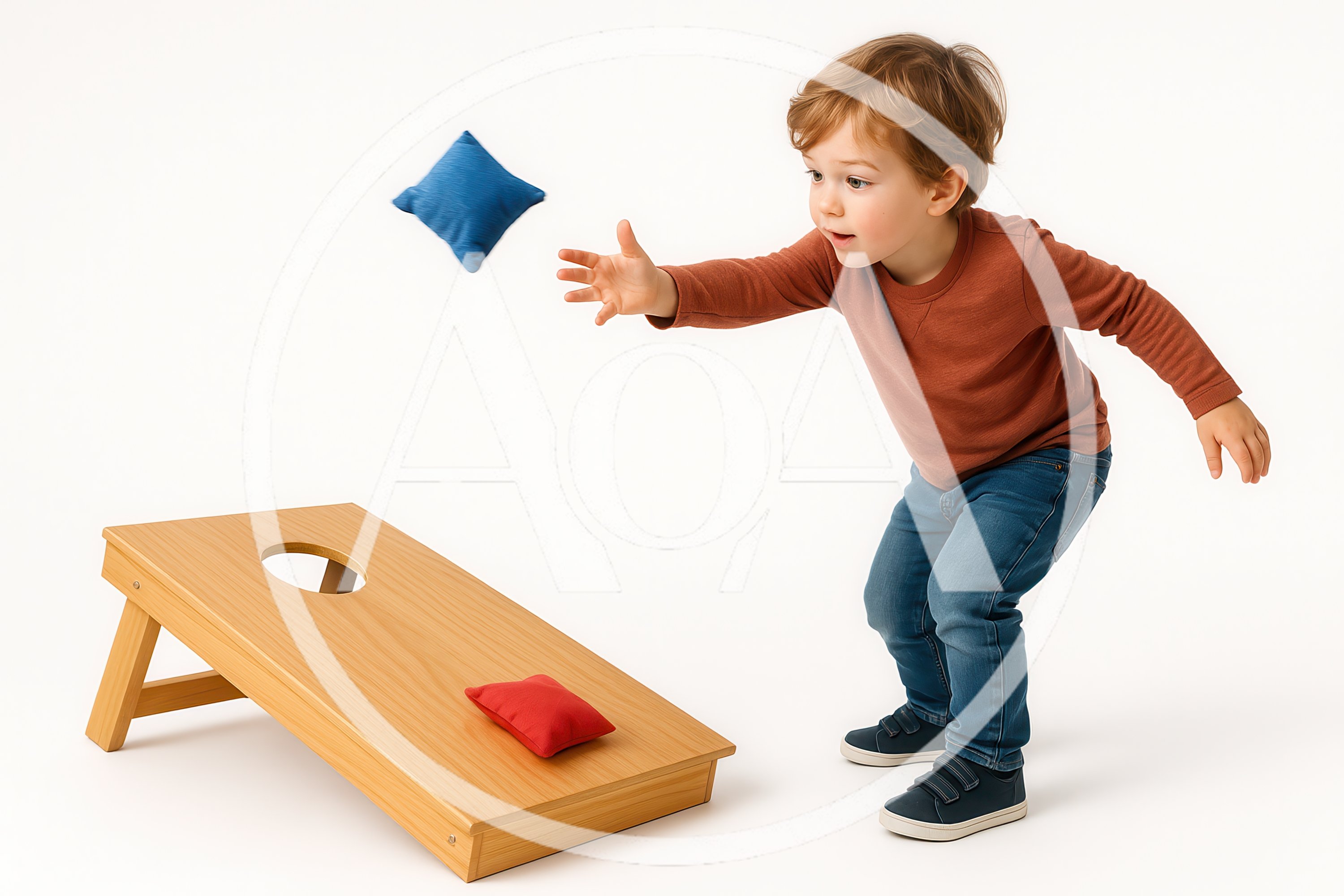 Young Boy Playing Cornhole Game