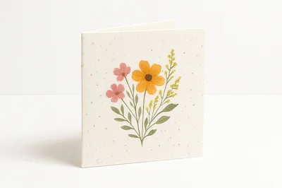 Handmade Greeting Card With Floral Illustration