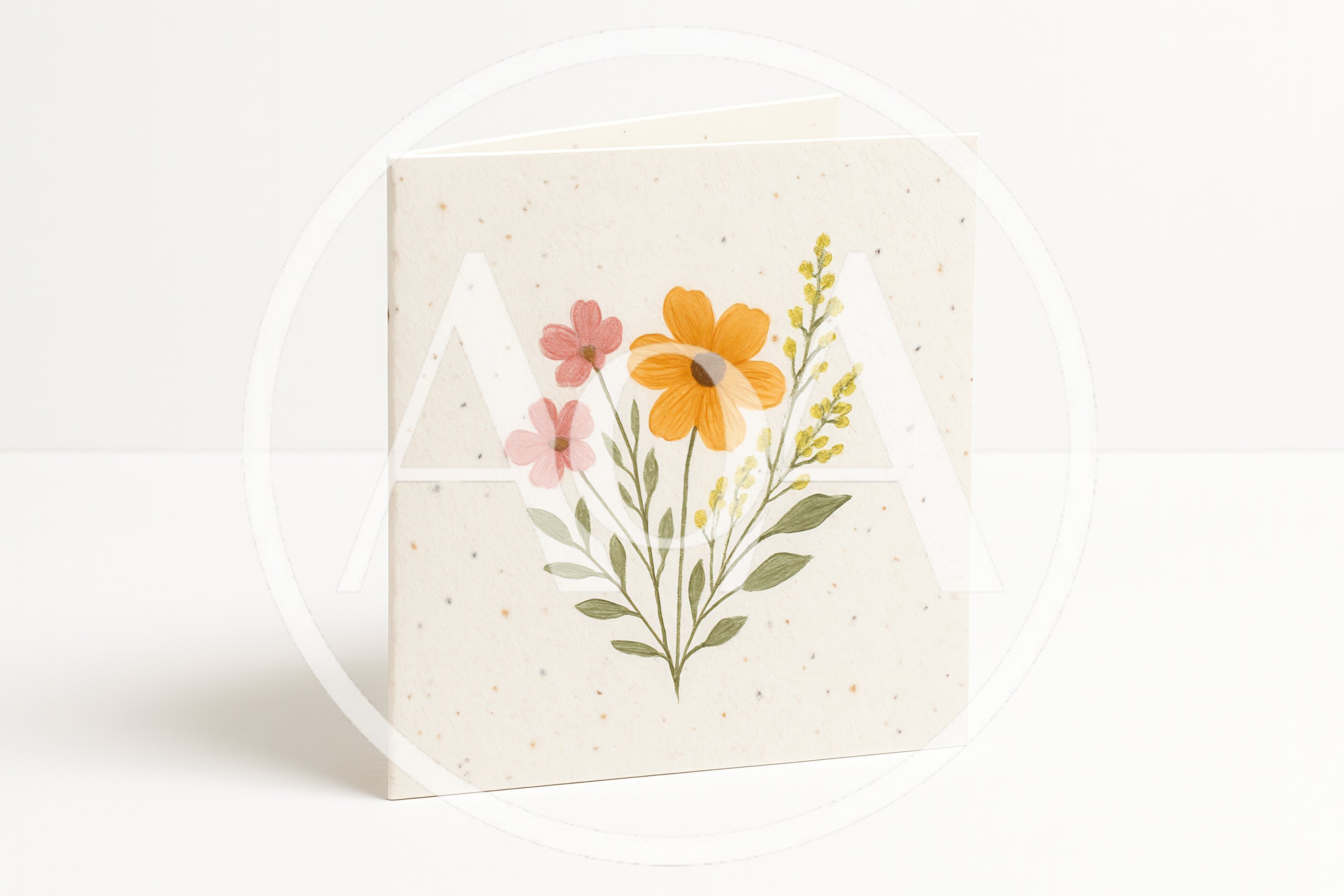 Handmade Greeting Card With Floral Illustration