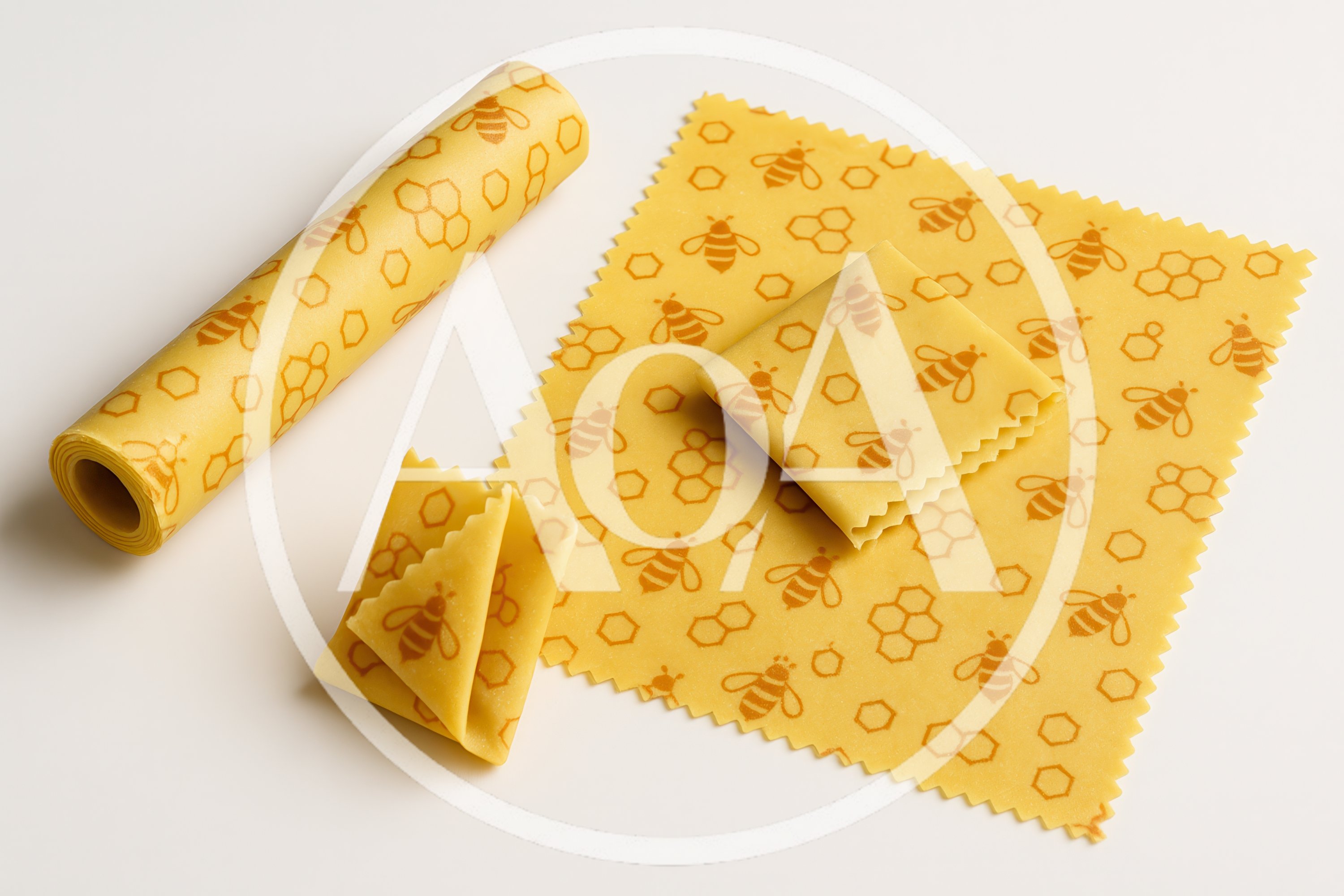 Beeswax Food Wraps With Honeycomb And Bee Pattern