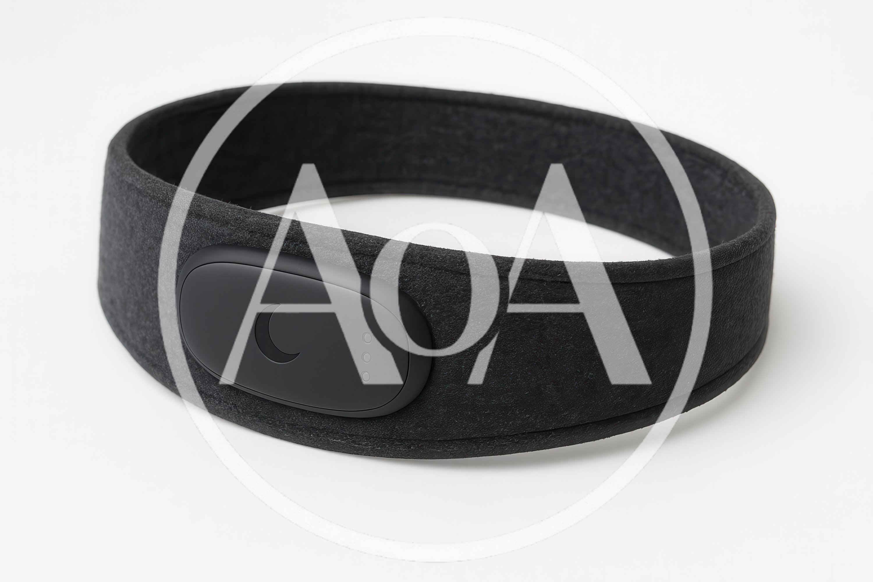 Black Sleep Tracking Headband On White Background