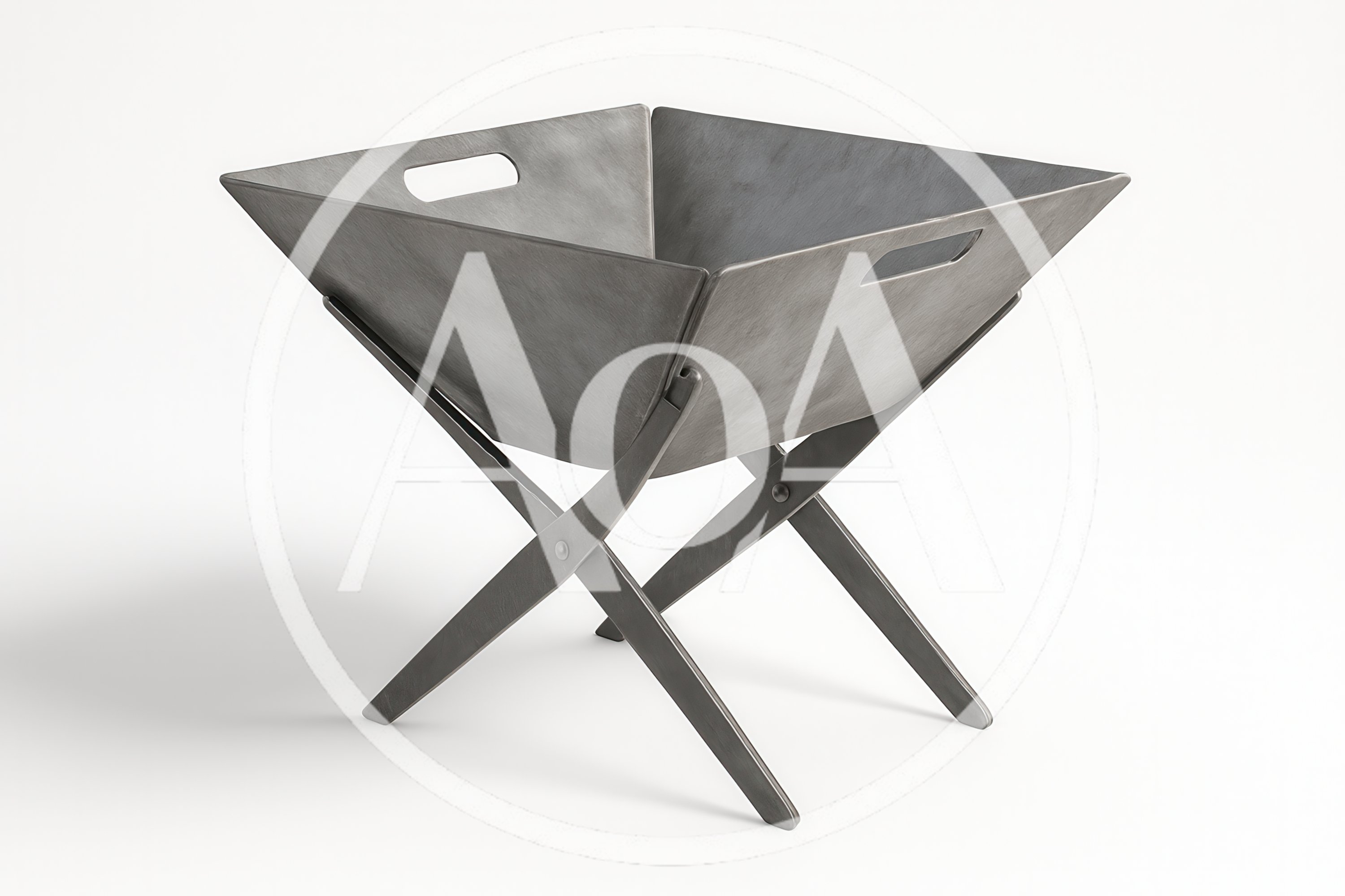 Modern Metal Fire Pit With X Shaped Stand
