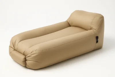 Beige Inflatable Lounger Chair on White Background