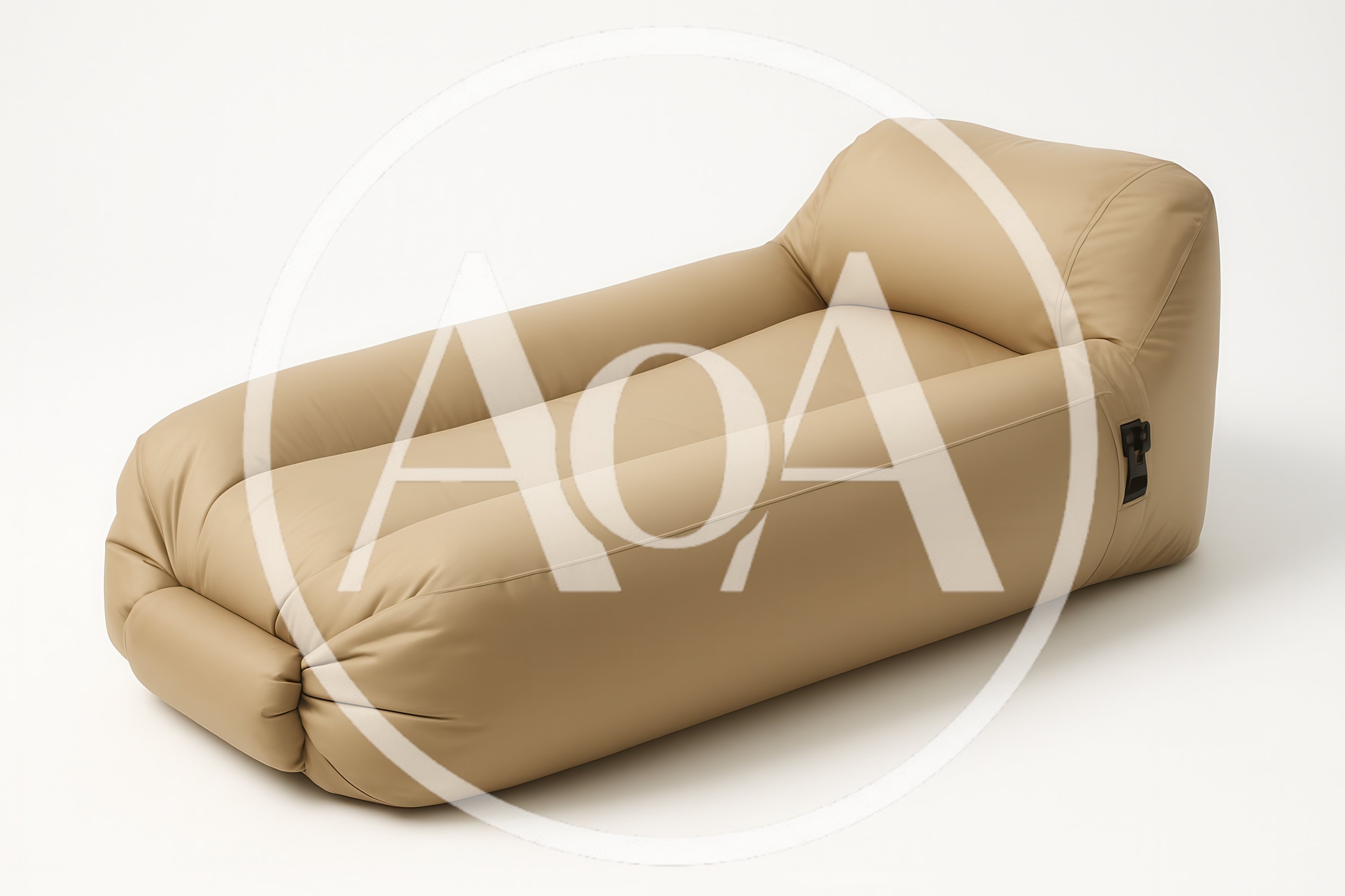 Beige Inflatable Lounger Chair on White Background