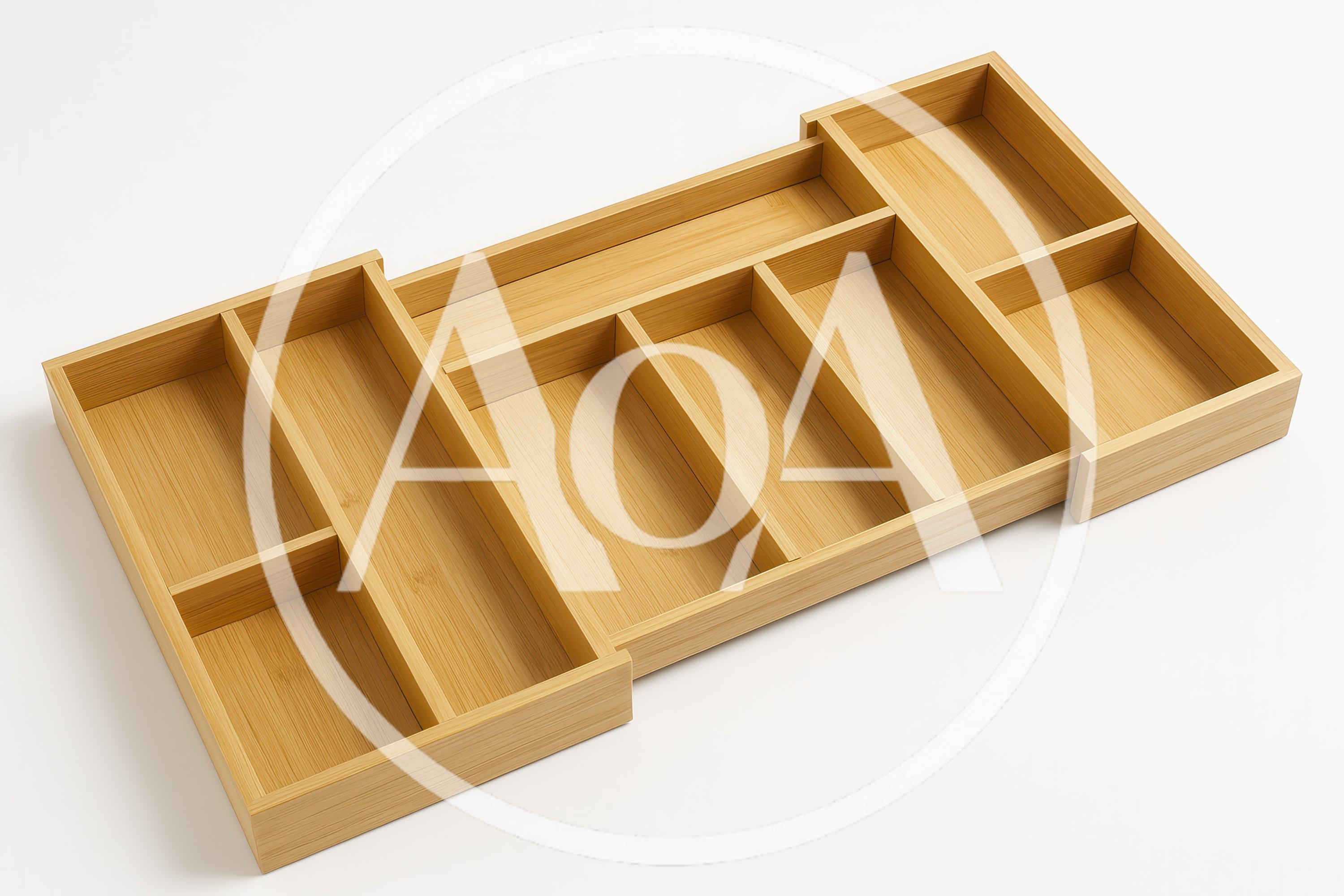 Empty Expandable Bamboo Cutlery Drawer Organizer
