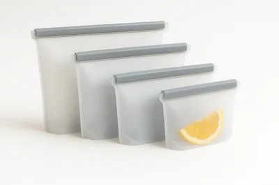 Four Reusable Silicone Food Storage Bags