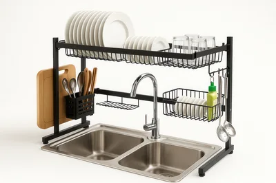 Modern Over Sink Dish Drying Rack Organizer
