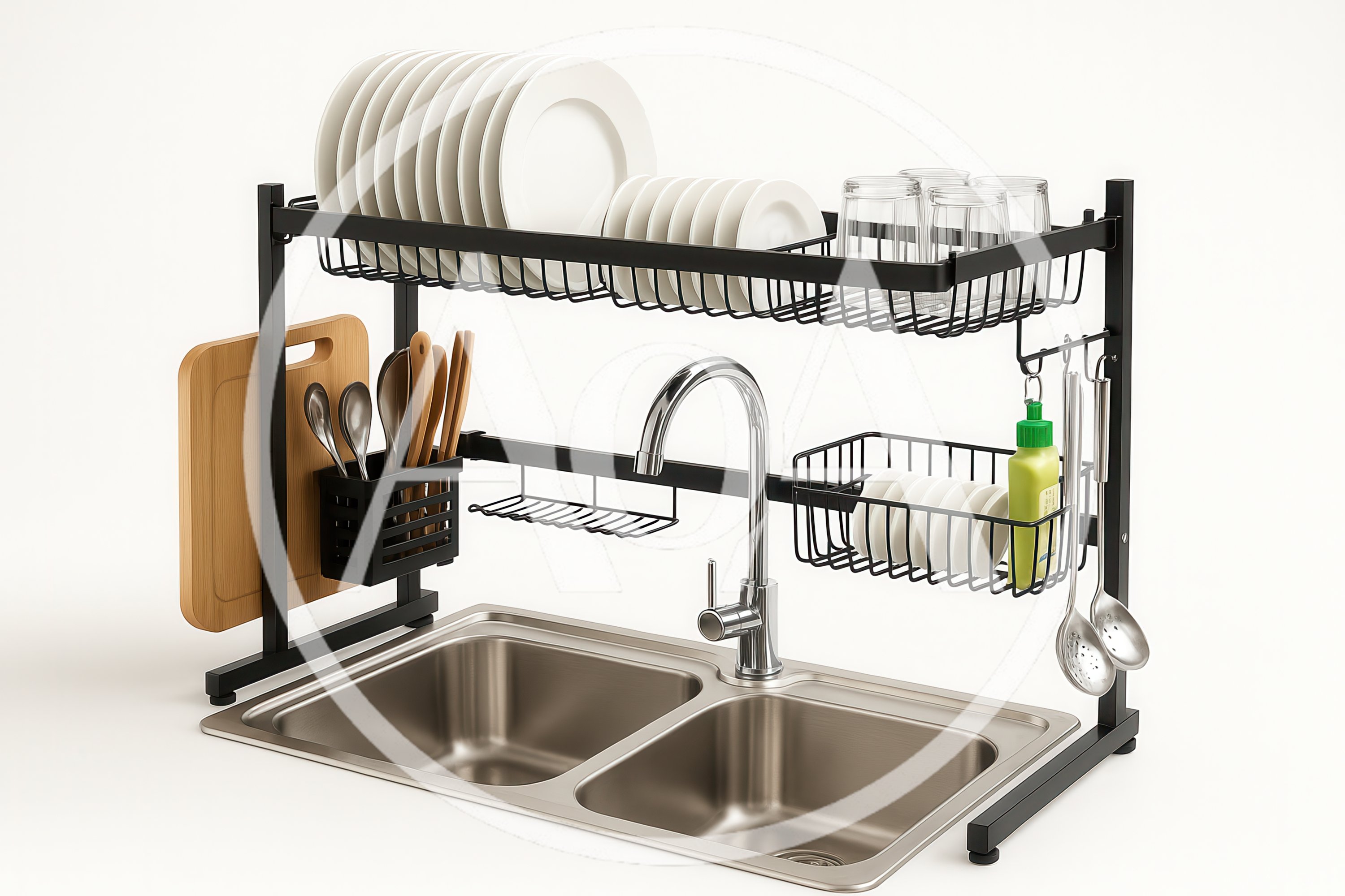 Modern Over Sink Dish Drying Rack Organizer