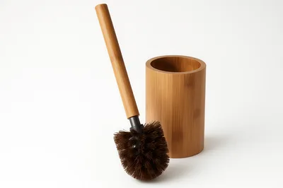 Bamboo Toilet Brush And Holder Set