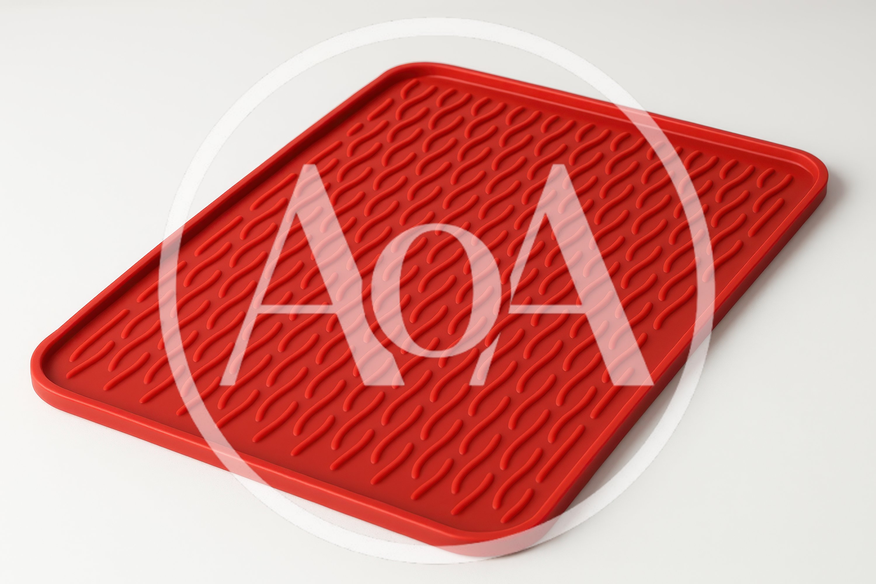 Red Silicone Dish Drying Mat On White Background