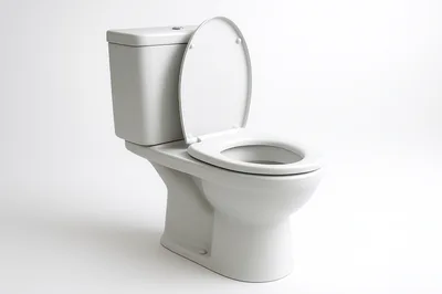 White Ceramic Toilet With Open Lid