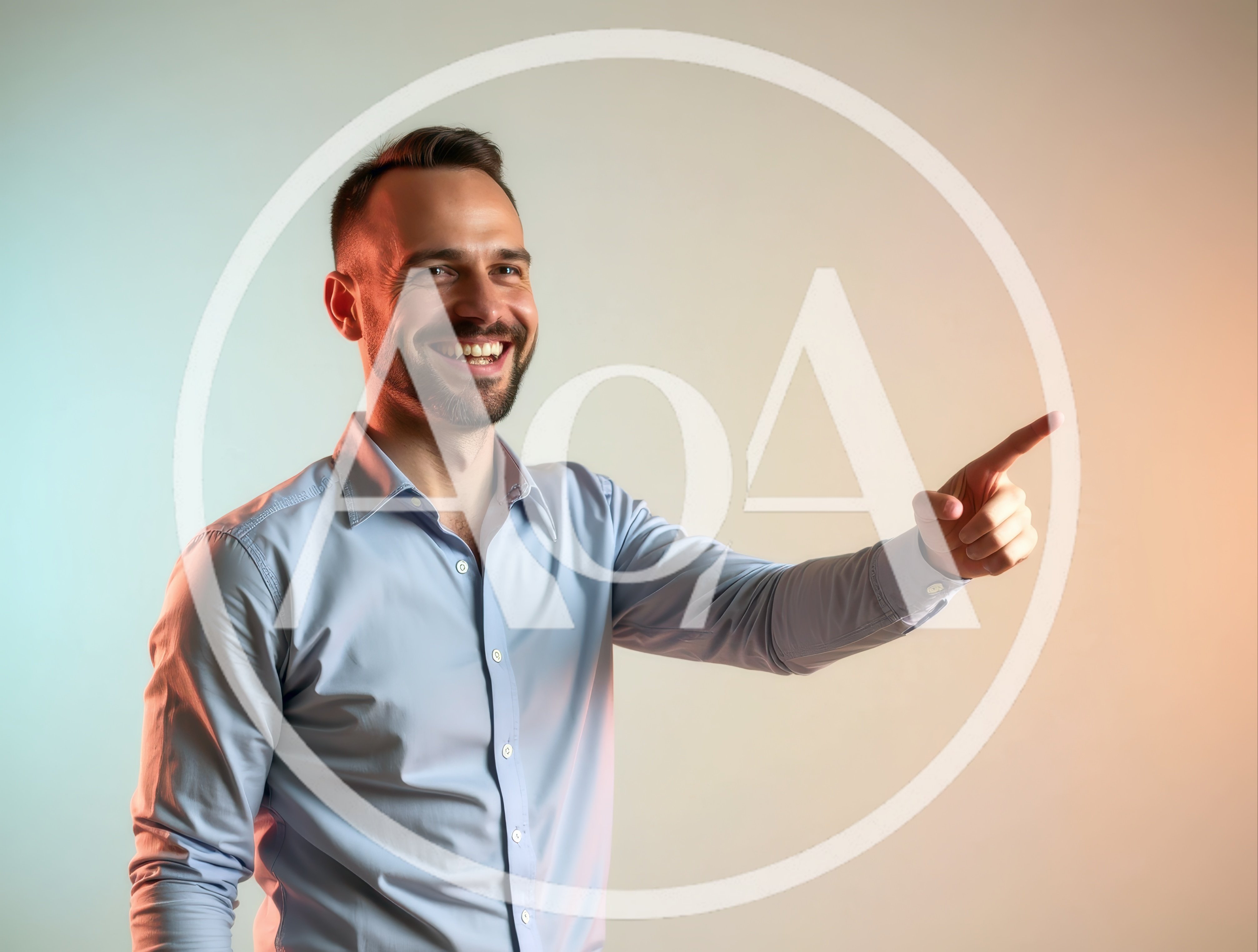 Smiling Man Pointing To The Side