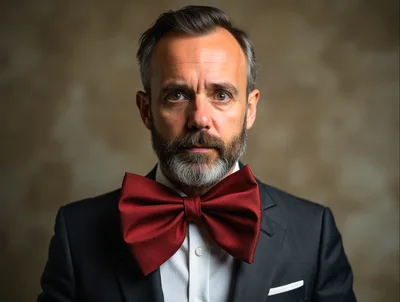 Portrait Of A Mature Man Wearing A Large Bowtie