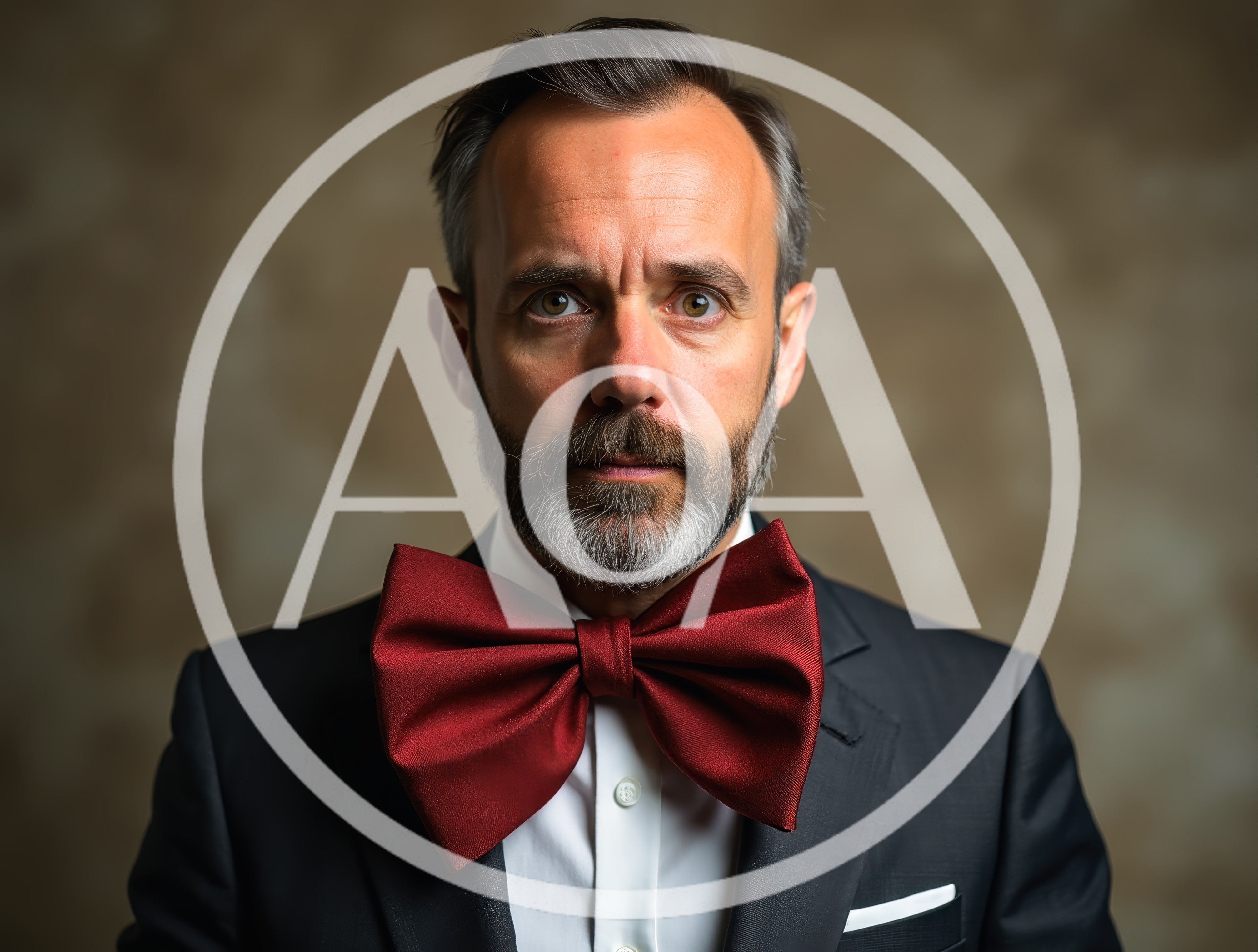 Portrait Of A Mature Man Wearing A Large Bowtie