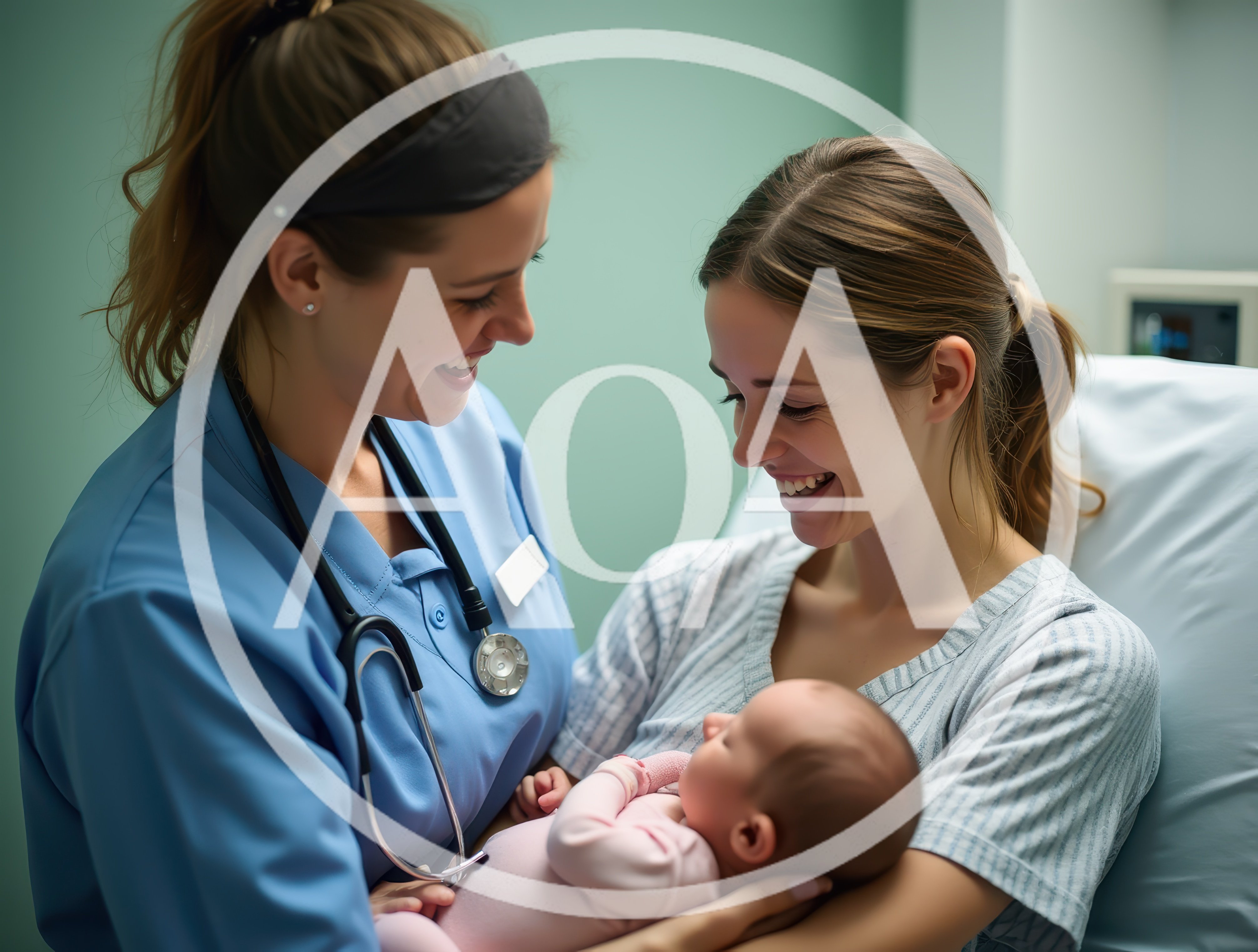 Nurse and New Mother Bonding with Newborn Baby