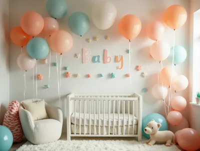 Nursery Room Decorated for Baby Shower