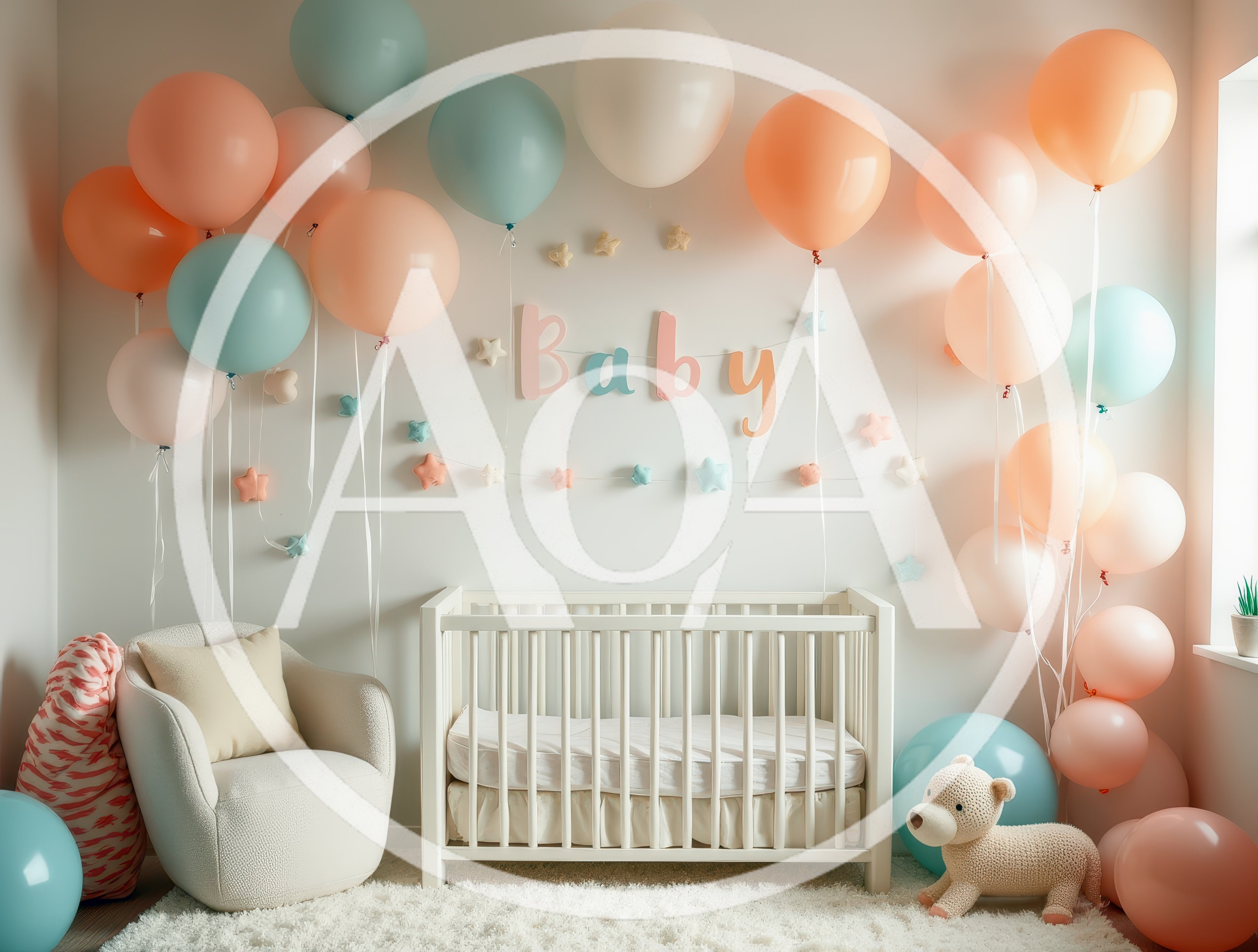 Nursery Room Decorated for Baby Shower