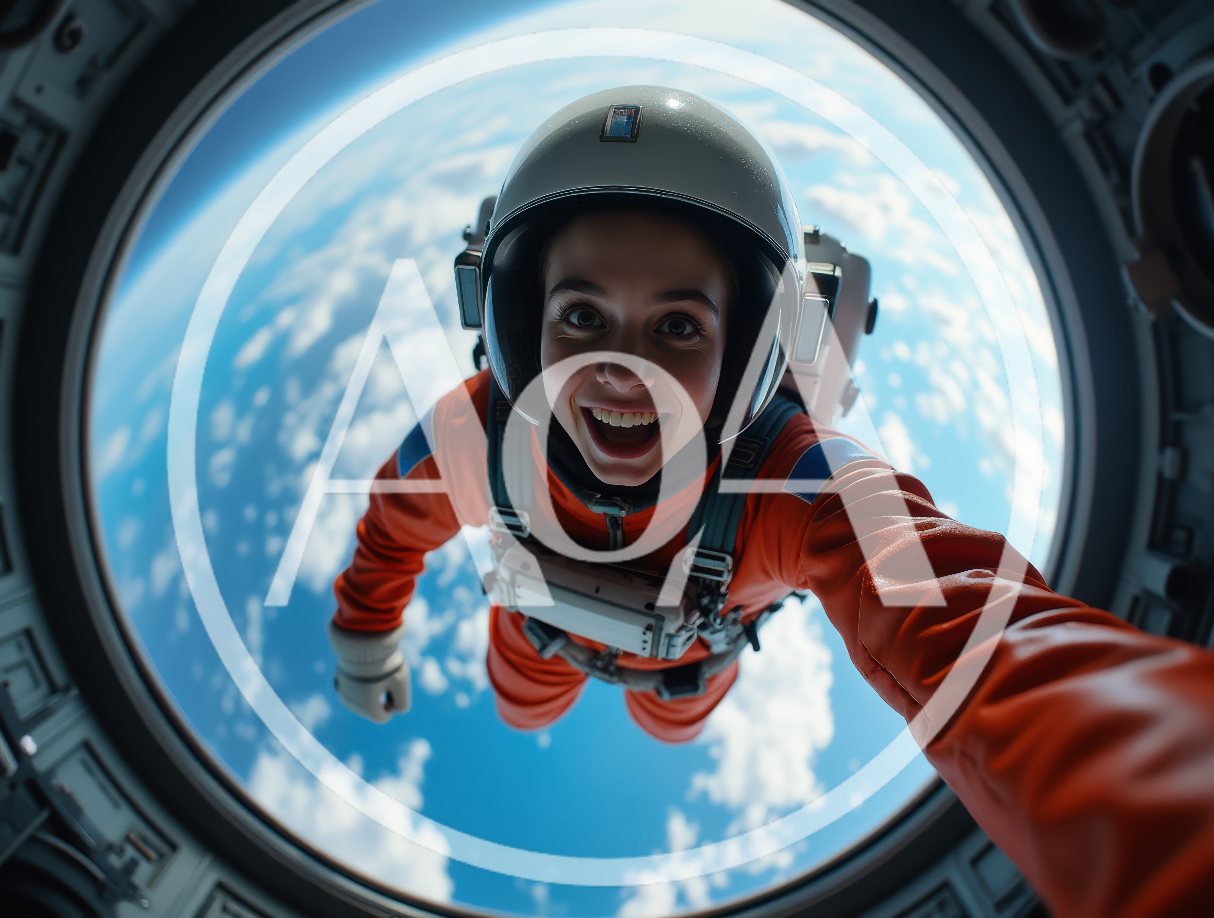 Astronaut Taking Selfie Floating Outside Space Station
