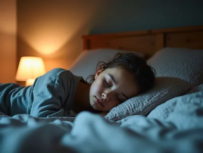 Young Girl Sleeping Peacefully In Bed At Night
