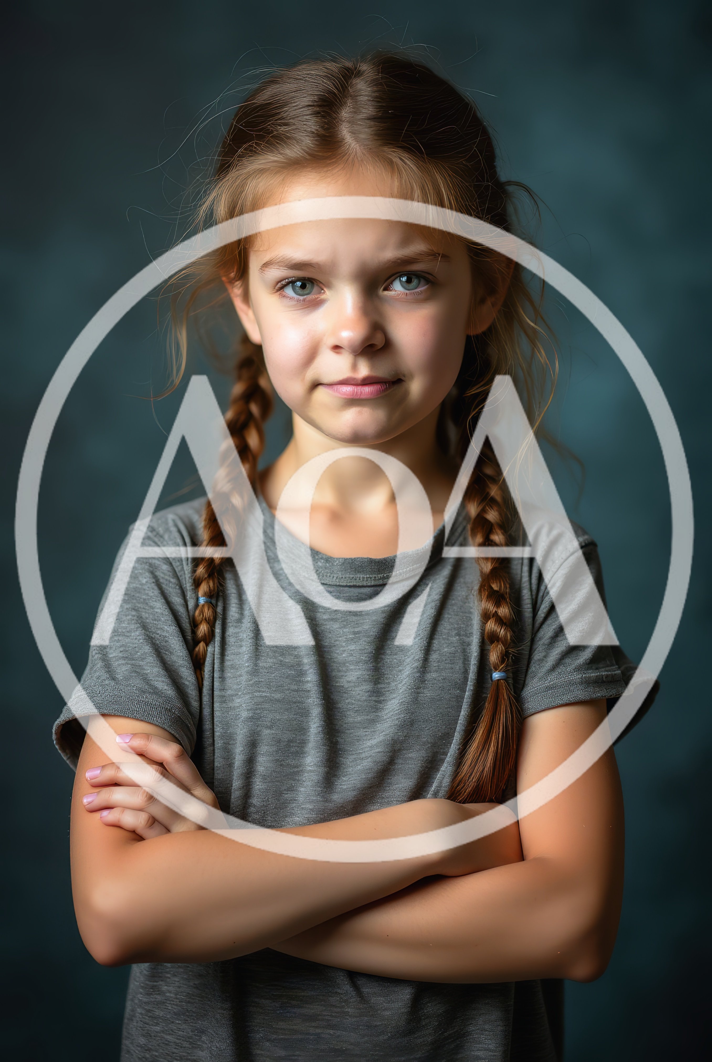 Portrait Of A Young Girl With Braided Hair