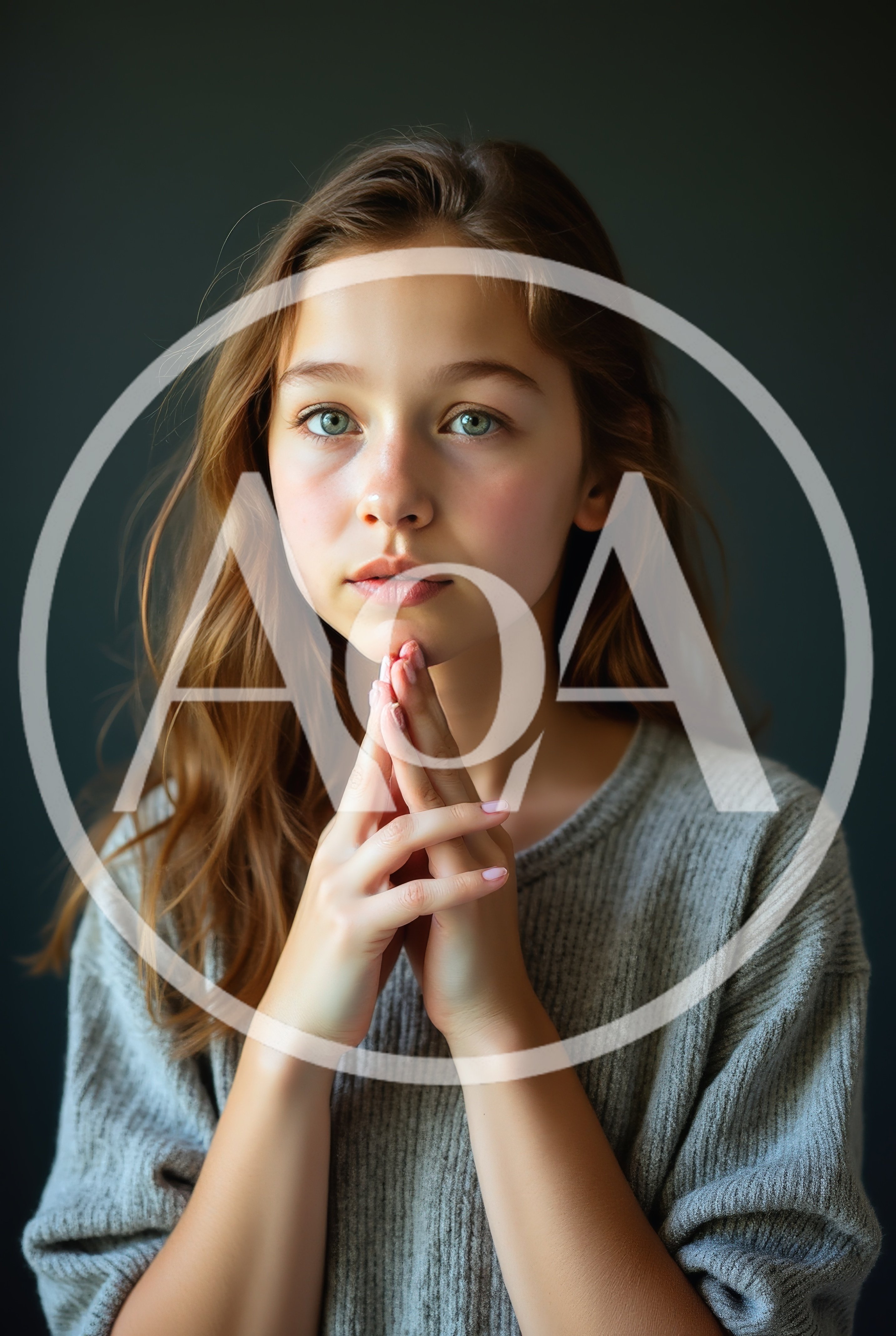 Portrait Of A Young Girl With Hands Clasped