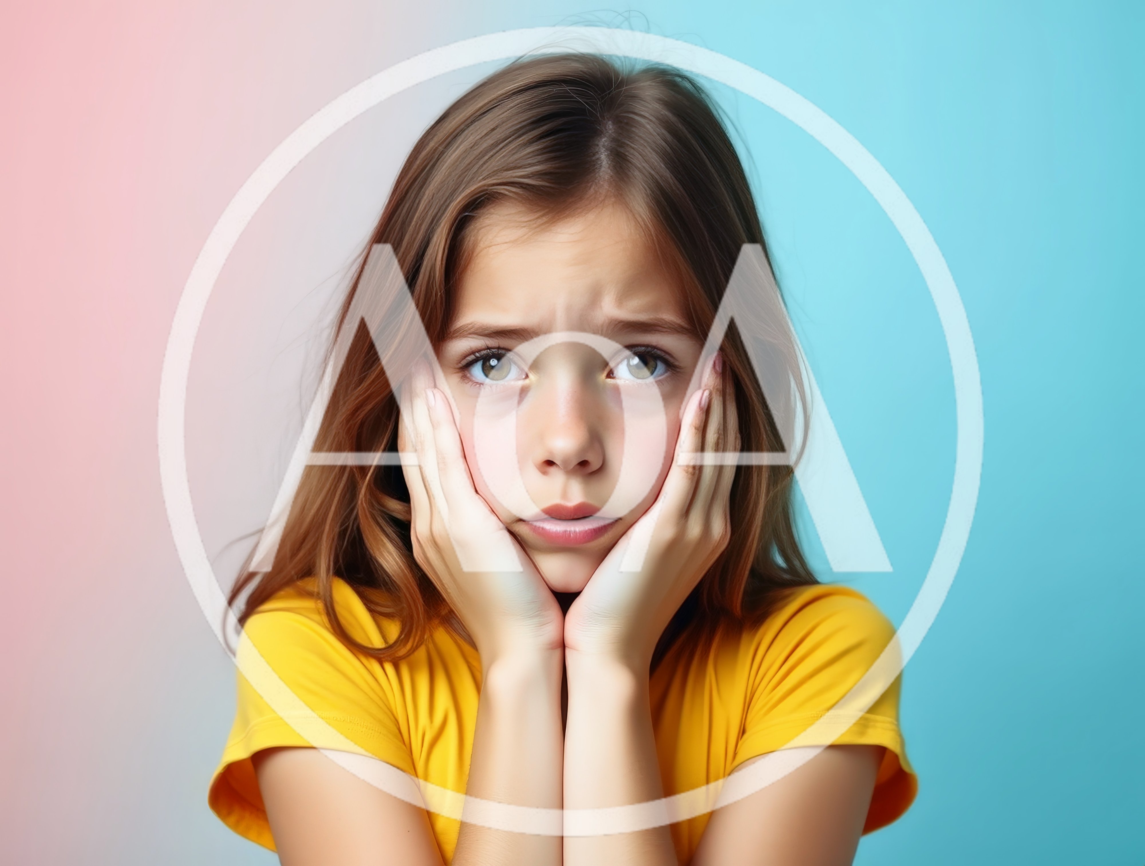 Portrait Of A Sad Young Girl Holding Her Face