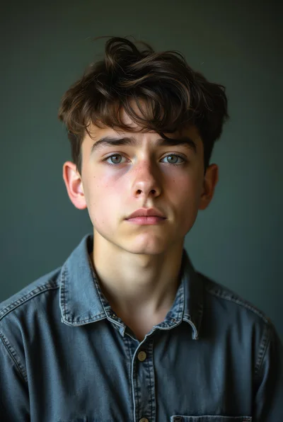 Portrait Of A Young Man With Messy Hair