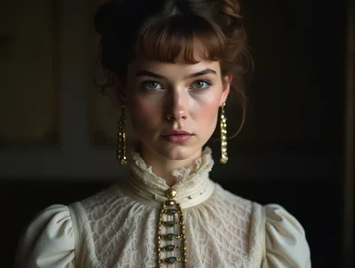 Portrait Of A Young Woman In Victorian Attire