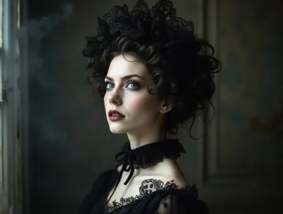 Portrait Of A Victorian Woman In Black Lace
