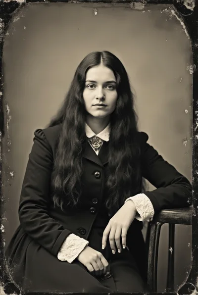 Vintage Portrait Of A Young Woman In Victorian Attire