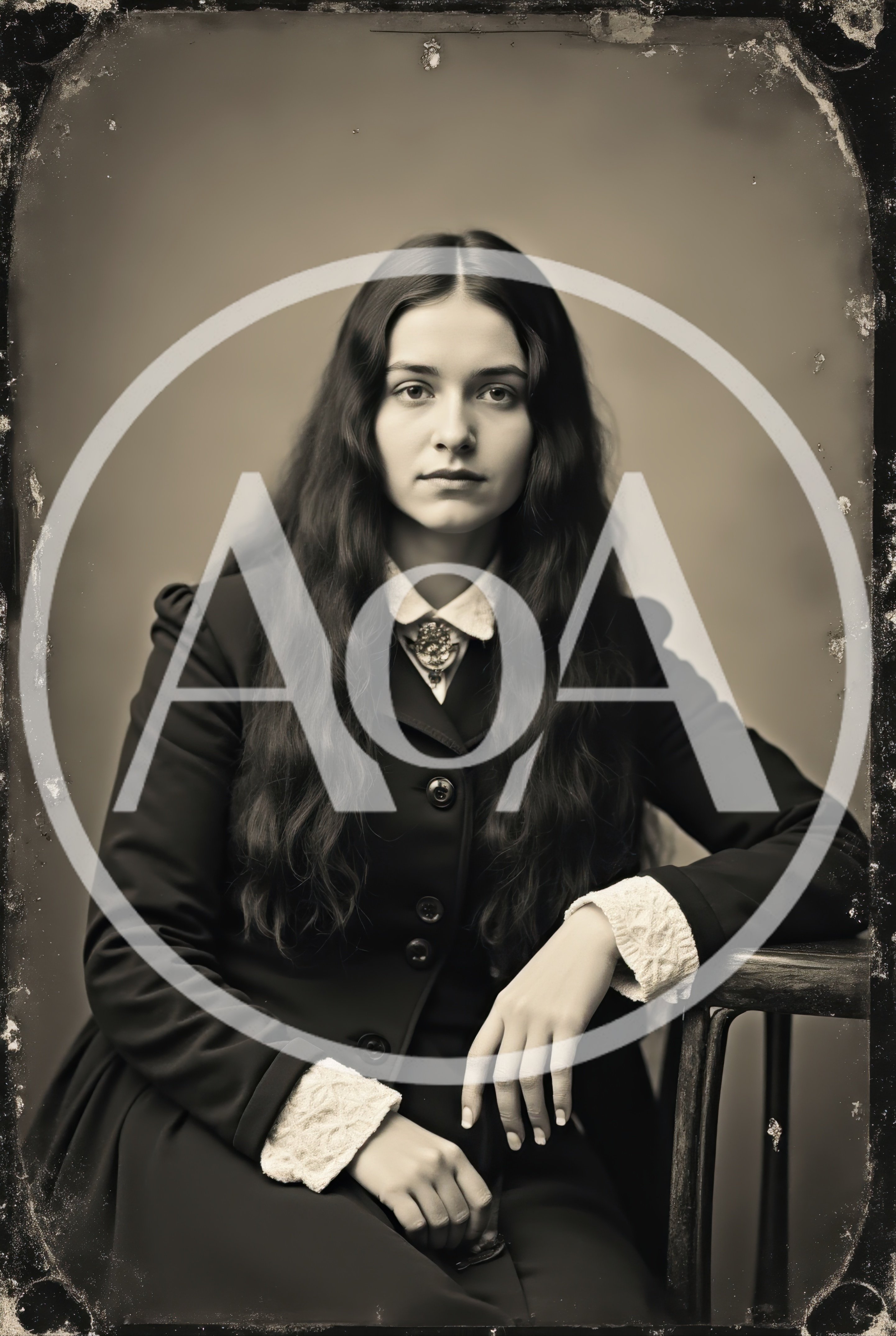 Vintage Portrait Of A Young Woman In Victorian Attire