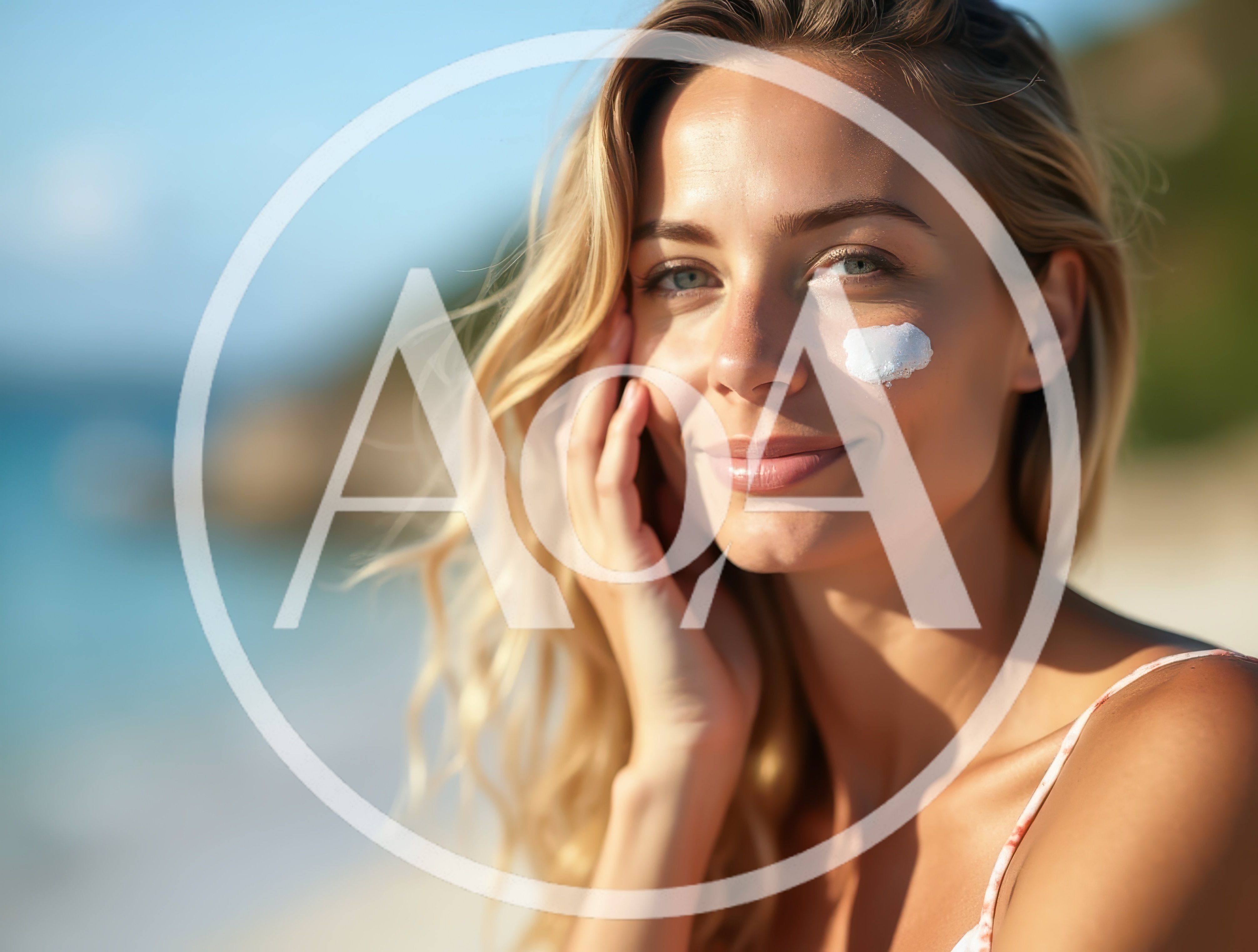 Young Woman Applying Sunscreen On Beach