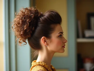 Profile Portrait Of A Young Woman With Curly Updo