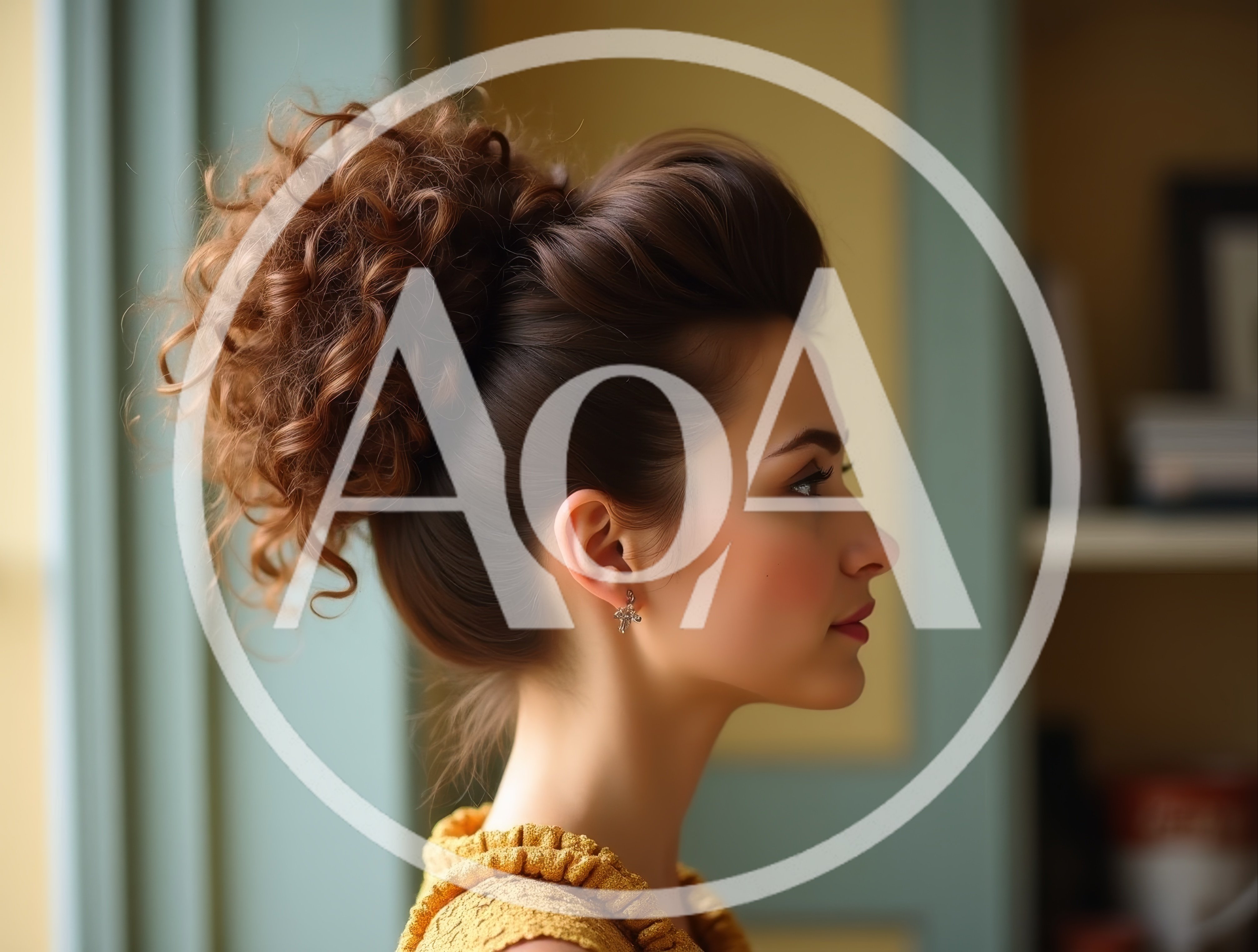 Profile Portrait Of A Young Woman With Curly Updo