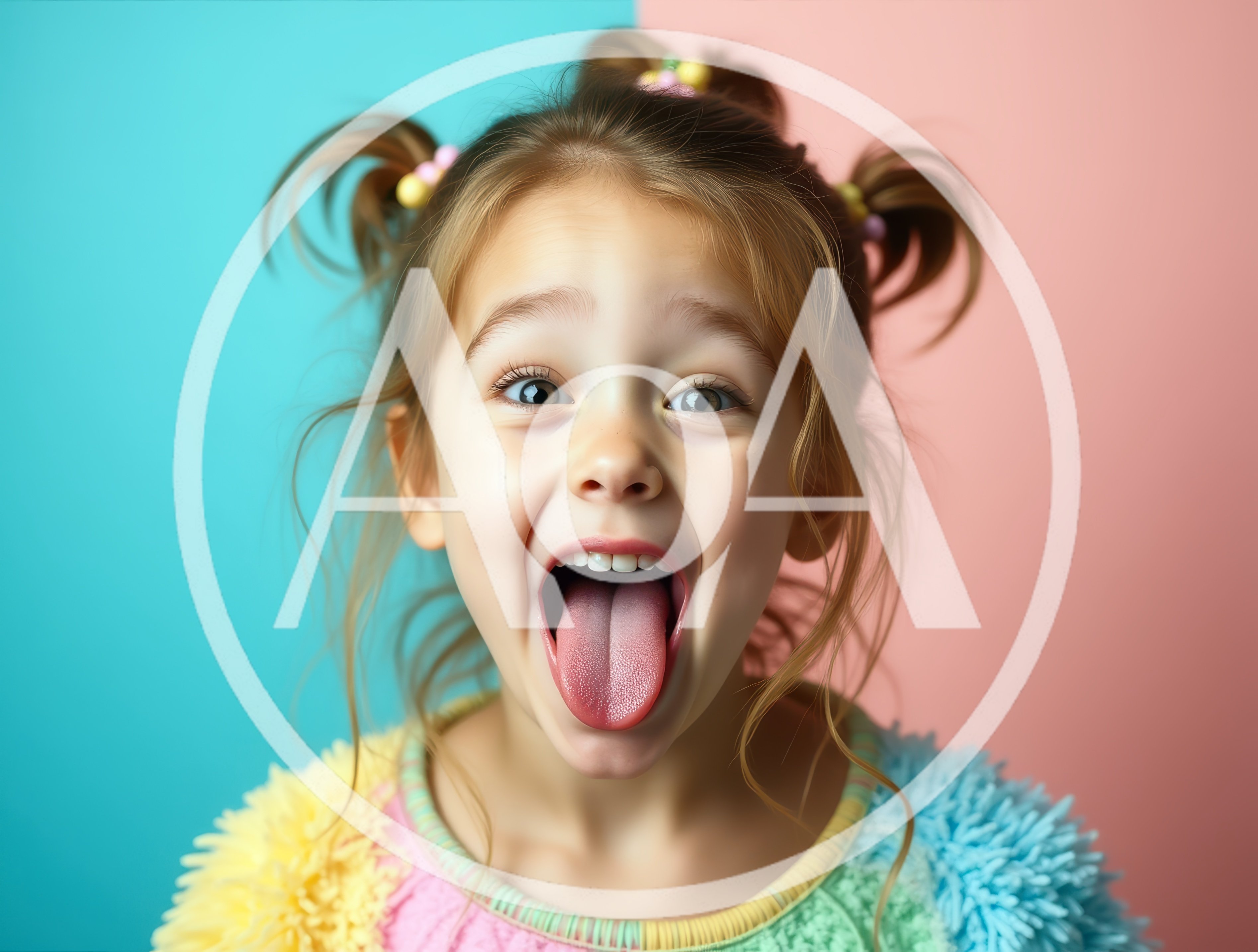 Excited Young Girl Sticking Out Her Tongue