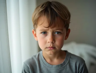 Portrait Of A Sad Young Boy